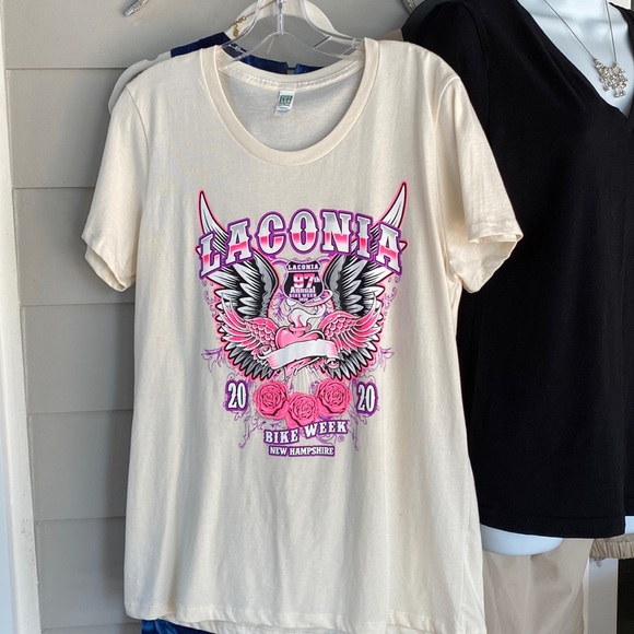 New organic Royal Apparel made in USA Laconia 2020 Bike Week New Hampshire-cream - Picture 1 of 4